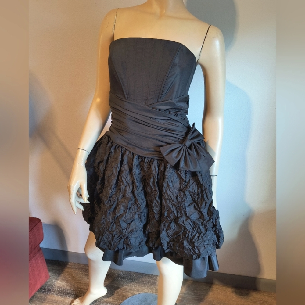 Jessica McClintock Black Party Dress Strapless Small